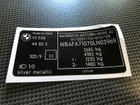 BMW VIN label, ID label, VIN LABEL poduction, production plate .JPG